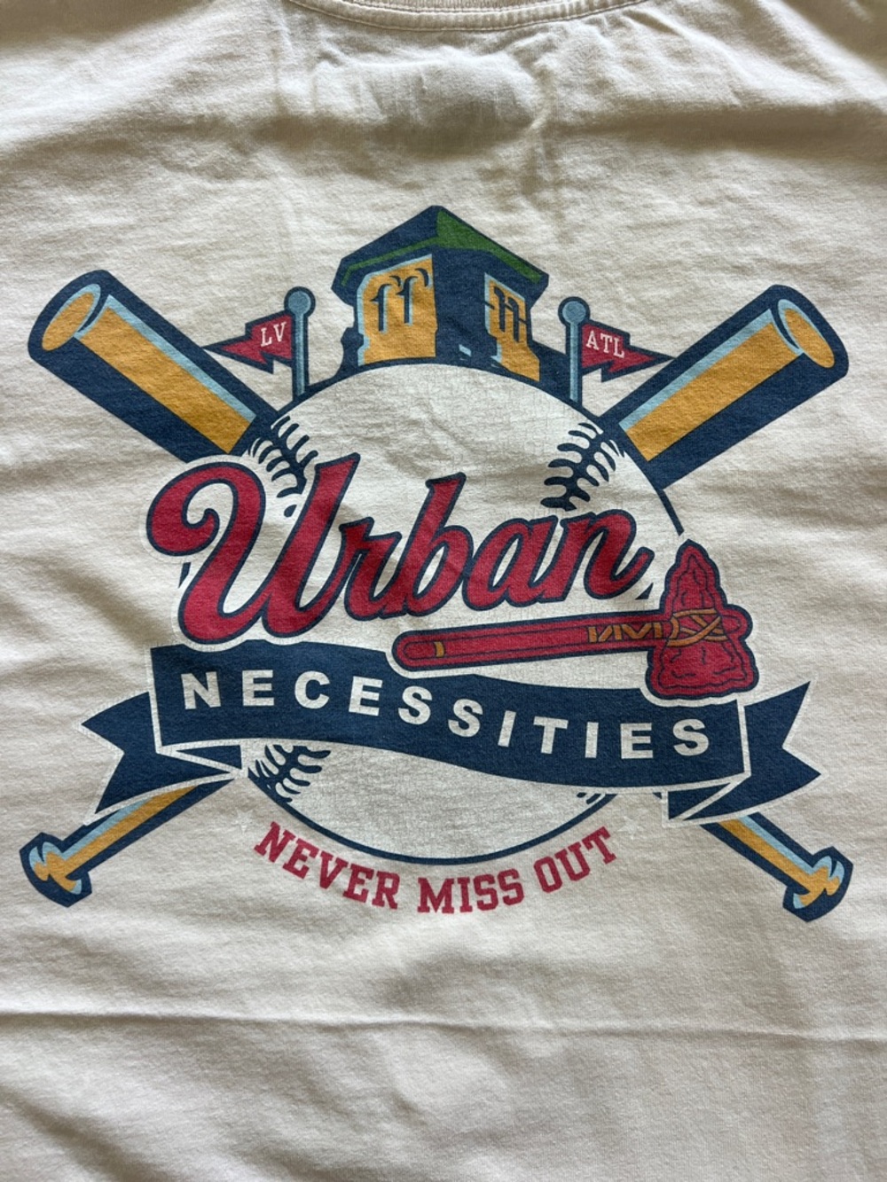 Urban Outfitters Cream Tee with Faded Gray Logo